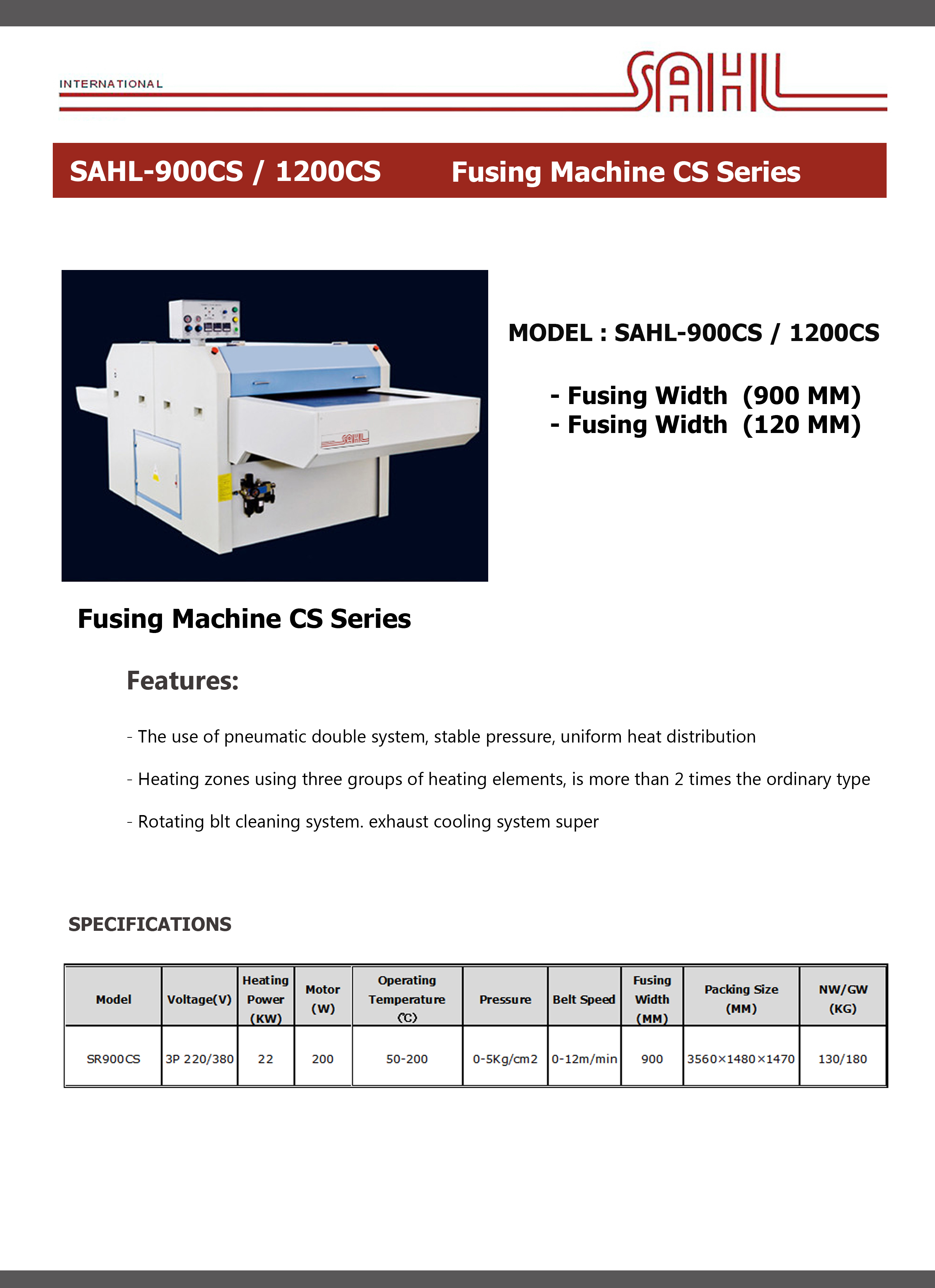 SAHL900CS,1200CS - Fusing Machine ,ͧ,ͧմҡ, ͧѴҡ